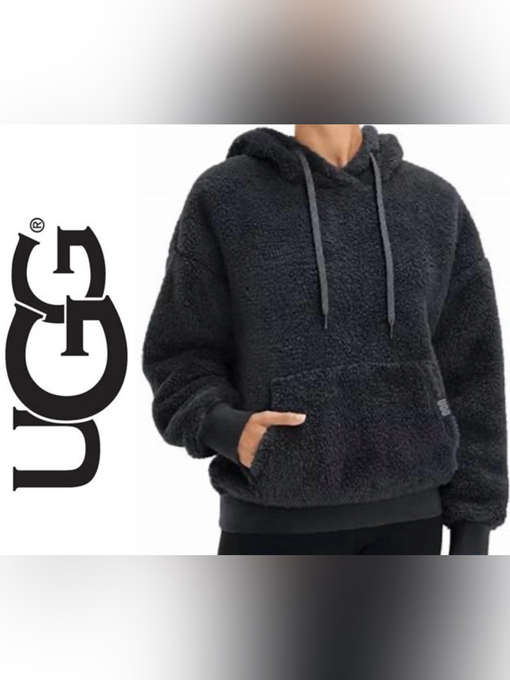Ugg Women’s Sz L Black Loyra Sherpa Hoodie
